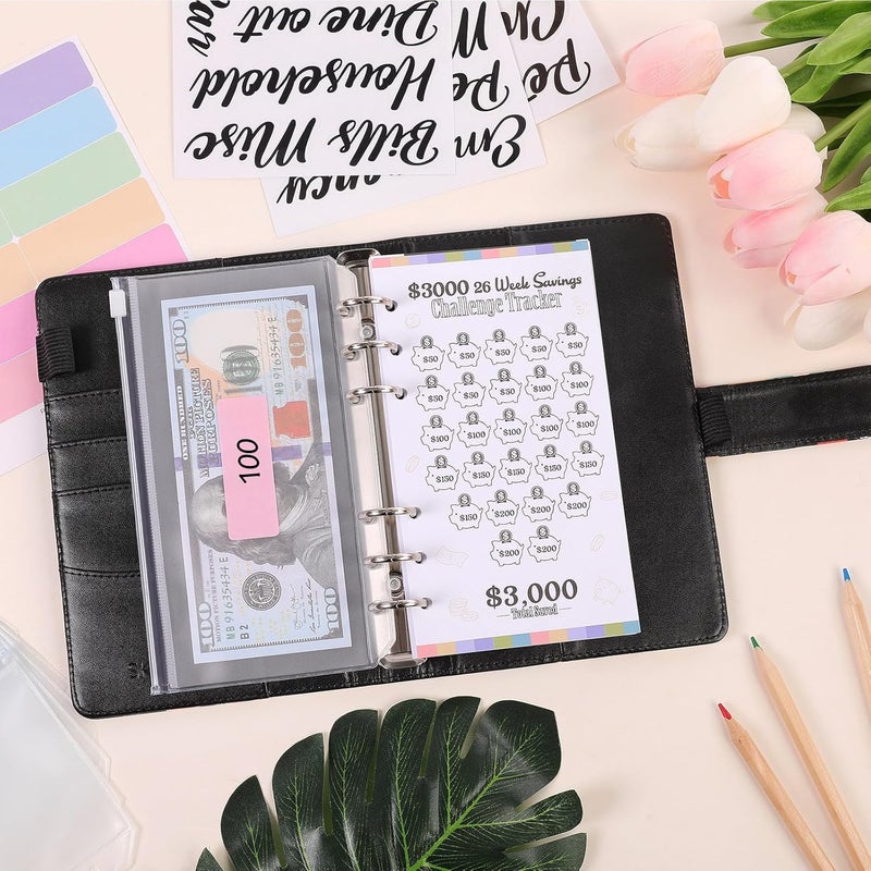 Skydue Budget Binder with 8Pcs Cash Envelopes, 12Pcs Expense Budget Sheets, 2Pcs Challenge Trackers, and Category Labels - Budget Binder & Challenges Book Combo for Saving Money - Image 4